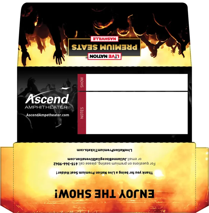 Live Nation premium seat holder “Enjoy the show” card