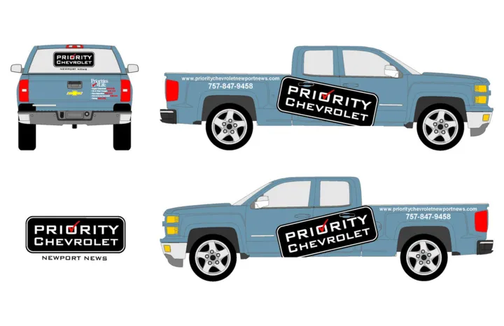 Priority Chevrolet Newport News truck wrap