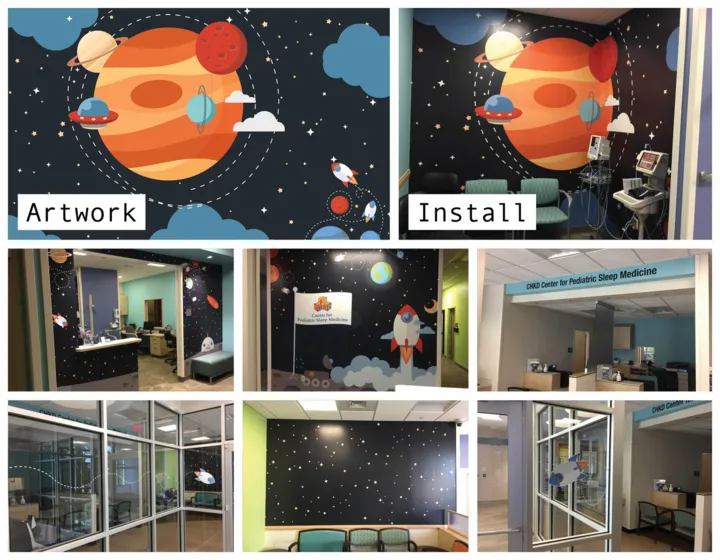 CHKD Center for Pediatric Sleep Medicine wall graphic, artwork and install