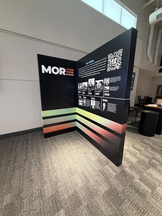 MORE campaign T display installed, the vision and timeline side